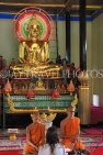 CAMBODIA, Siem Reap, Wat Damnak, temple interior, Budha statue, and monks, CAM1752JPL