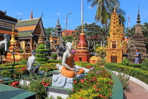 CAMBODIA, Siem Reap, Wat Preah Prom Rath, gardens, sculptures and stupas, CAM2176JPL
