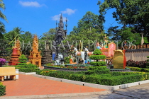 CAMBODIA, Siem Reap, Wat Preah Prom Rath, gardens, sculptures and stupas, CAM2178JPL