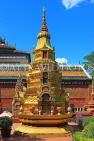 CAMBODIA, Siem Reap, Wat Preah Prom Rath, gilded Stupa, CAM2158JPL