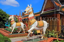 CAMBODIA, Siem Reap, Wat Preah Prom Rath, pagoda with horse sculptures, CAM2189JPL