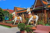 CAMBODIA, Siem Reap, Wat Preah Prom Rath, pagoda with horse sculptures, CAM2190JPL