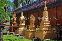 CAMBODIA, Siem Reap, Wat Preah Prom Rath, temple gardens, stupas, CAM2135JPL