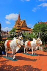 CAMBODIA, Siem Reap, Wat Preah Prom Rath, temple site, white Oxen sculptures, CAM2196JPL