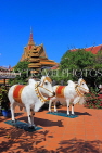 CAMBODIA, Siem Reap, Wat Preah Prom Rath, temple site, white Oxen sculptures, CAM2198JPL