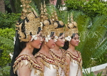 CAMBODIA, Siem Reap, women posing in traditional dress and headgear, cultural dancers, CAM97JPL