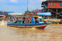 CAMBODIA, Tonle Sap Lake, Kampong Phluk Fishing Village, and tour boat, CAM1343JPL