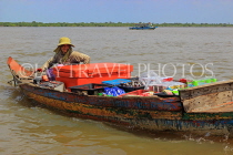 CAMBODIA, Tonle Sap Lake, Kampong Phluk Fishing Village, boat vendor, CAM1377JPL