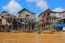 CAMBODIA, Tonle Sap Lake, Kampong Phluk Fishing Village, houses on stilts, CAM1280JPL