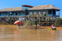 CAMBODIA, Tonle Sap Lake, Kampong Phluk Fishing Village, houses on stilts, CAM1292JPL