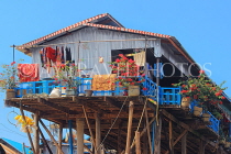 CAMBODIA, Tonle Sap Lake, Kampong Phluk Fishing Village, houses on stilts, CAM1300JPL