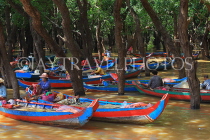 CAMBODIA, Tonle Sap Lake, Kampong Phluk Fishing Village, mangrove forest, tour boats, CAM1383JPL