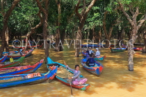 CAMBODIA, Tonle Sap Lake, Kampong Phluk Fishing Village, mangrove forest, tour boats, CAM1384JPL