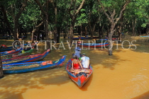 CAMBODIA, Tonle Sap Lake, Kampong Phluk Fishing Village, mangrove forest, tour boats, CAM1385JPL