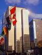 CANADA, British Columbia, VANCOUVER, Downtown architecture and flags, CAN937JPL