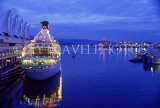 CANADA, British Columbia, VANCOUVER, cruise ship at Canada Place port, dusk view, CAN601JPL