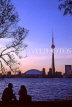 CANADA, Ontario, TORONTO, city skyline and CN Tower, dusk view, CAN102JPL