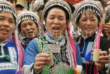 CHINA, Yunnan Province, Yuanyang, Long Table Festival, Hani (Akha) women singing a toast, CH1636JPL