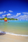 COOK ISLANDS, Rarotonga, Muri Beach and sailboat, CI178JPL