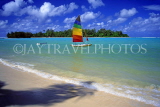 COOK ISLANDS, Rarotonga, Muri Coast and sailboat, CI155JPL
