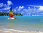COOK ISLANDS, Rarotonga, Muri Coast and sailboat, CI668JPL