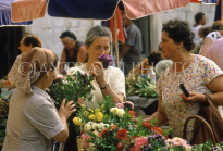 CROATIA, Dubrovnik, Old Town, market scene, people at flowers stall, CRO417JPL
