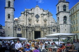 CUBA, Havana, Cathedral Square, cafe scene and Cathedral, CAR1053JPL