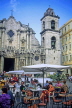 CUBA, Havana, Cathedral Square, cafe scene and Cathedral, CUB1052JPL