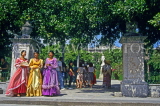 CUBA, Havana, Plaza Armas, women in traditional dress, CUB744JPL