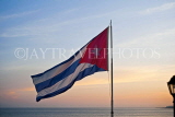 CUBA, Havana, sunrise and national flag, CUB357JPL