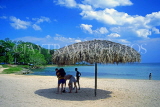 CUBA, Playa Larga, beach and thatched sunshade, CUB298JPL