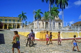 CUBA, Trinidad, old town square, Romantico Museum (left) and Santisima Church, CUB142JPL