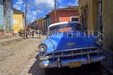 CUBA, Trinidad, old town street and old American car, CUB139JPL