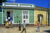 CUBA, Trinidad, old town street scene and Canchanchara Cafe, CUB273JPL