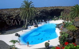 Canary Isles, LANZAROTE, Jameos del Agua (by Cesar Manrique), pool area, LAZ222JPL