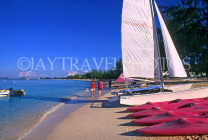 Cayman Islands, GRAND CAYMAN, Seven Mile Beach, and  sailboat, CAY815JPL