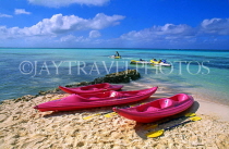 Cayman Islands, GRAND CAYMAN, beach at Rum Point, and kayaks, CAY221JPL