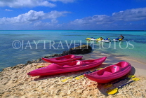 Cayman Islands, GRAND CAYMAN, beach at Rum Point, and kayaks, CAY27JPL