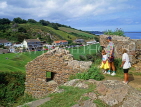 Channel Islands, JERSEY, Gorey, visitors at Mt Orguel Castle ruins, surrounding view, UK10388JPL
