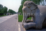 China, BEIJING, Ming Tombs, Sacred Way (avenue of stone figures), seated elephant figure, CH1303JPL