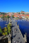Czech Rep, PRAGUE, Charles Bridge, River Vlatava, and city view from bridge tower, CZ1091JPL