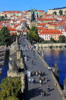 Czech Rep, PRAGUE, Charles Bridge, River Vlatava, and city view from bridge tower, CZ1099JPL