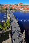 Czech Rep, PRAGUE, Charles Bridge, River Vlatava, and city view from bridge tower, CZ1106JPL