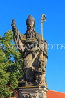Czech Rep, PRAGUE, Charles Bridge, St Augustine statue, CZ1394JPL