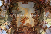Czech Rep, PRAGUE, Mala Strana, St Nicholas Church, interior, ceiling frescoes, CZ1449JPL