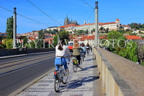 Czech Rep, PRAGUE, Manes Bridge, and cyclists, CZ1382JPL