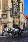 Czech Rep, PRAGUE, Old Town Sq, Astronomical Clock (Orloj), horse drawn carriage, CZ1079JPL