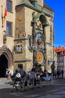 Czech Rep, PRAGUE, Old Town Sq, Astronomical Clock (Orloj), horse drawn carriage, CZ1080JPL