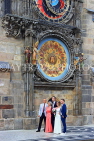 Czech Rep, PRAGUE, Old Town Sq, Astronomical Clock (Orloj), wedding group posing, CZ1072JPL