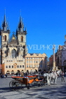 Czech Rep, PRAGUE, Old Town Square, Tyn Church, and horse drawn carriage, CZ1174JPL